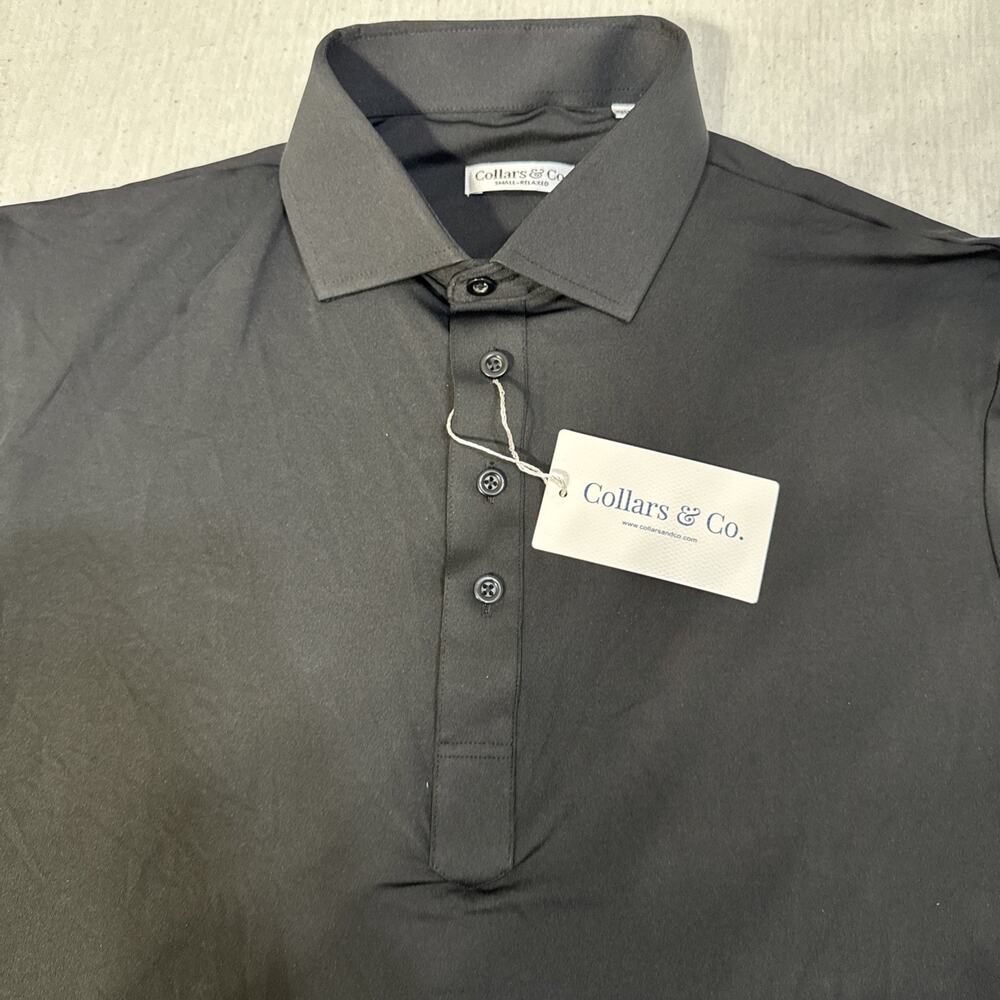 Collars and Co Golf Polo Solid Black - Size Small Relaxed Preppy New With Tags
